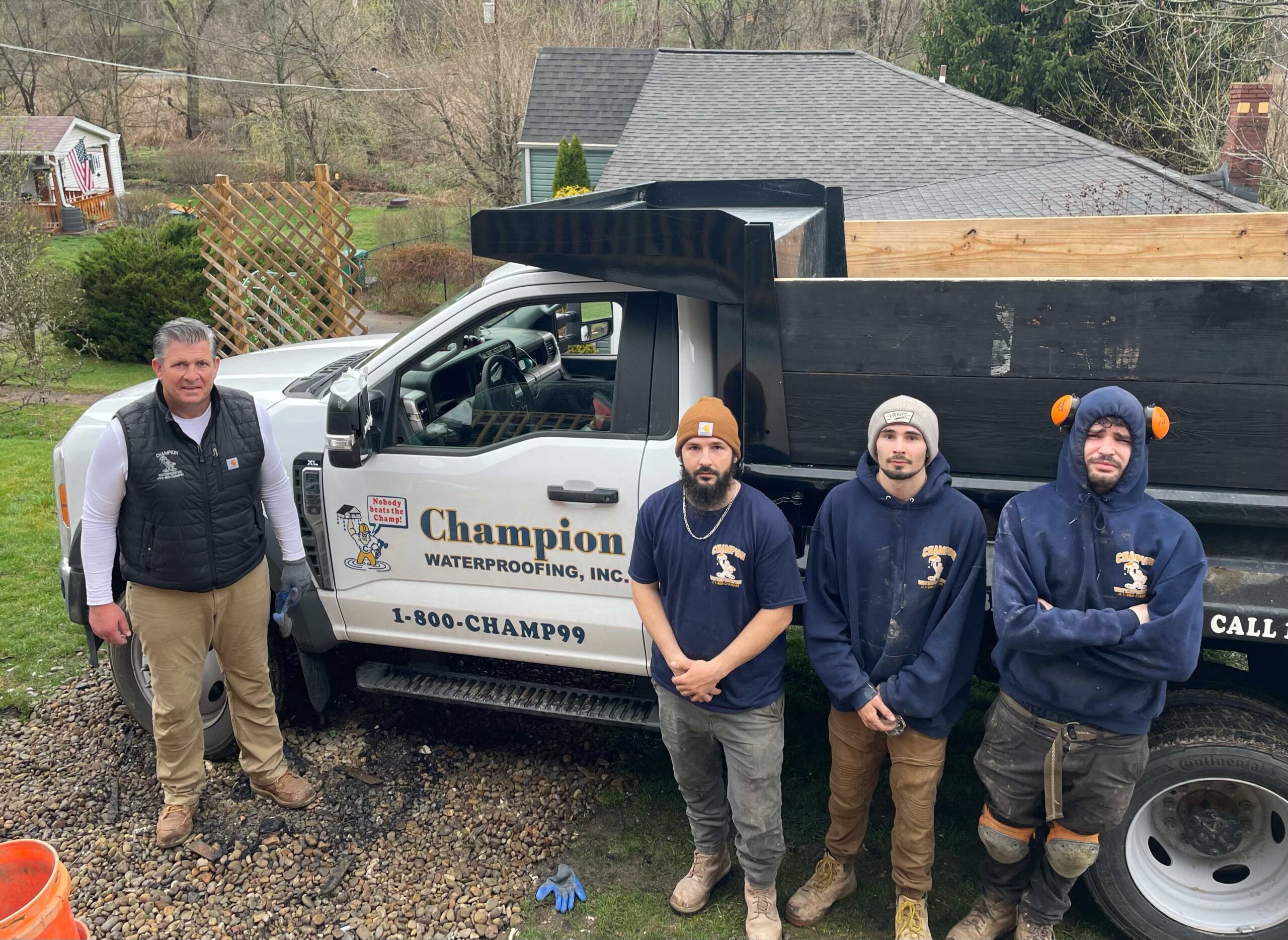 Champion Waterproofing Team on a job site